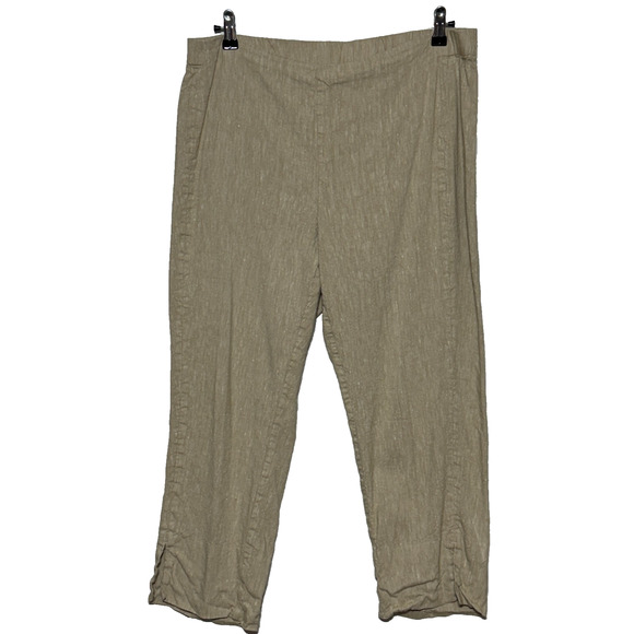 J. Jill Pants Womens Large Beige Crop Linen Blend Pull On Actual 36X24 Beachy - Picture 1 of 10